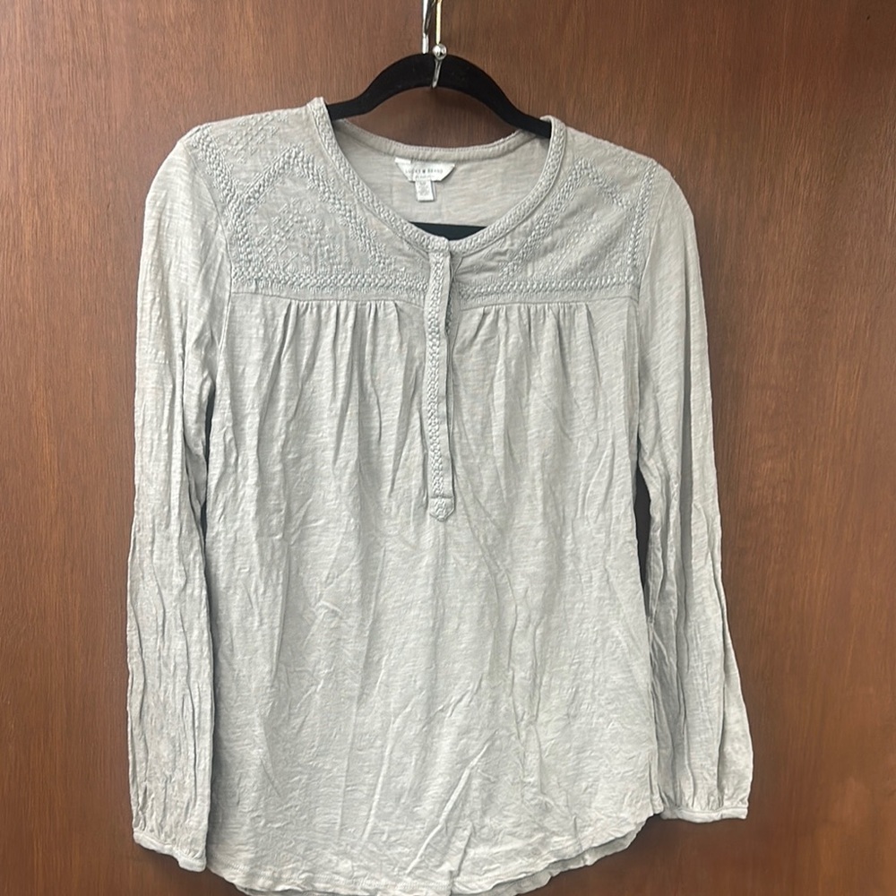 Lucky Brand Cream Long Sleeve Buttoned Blouse